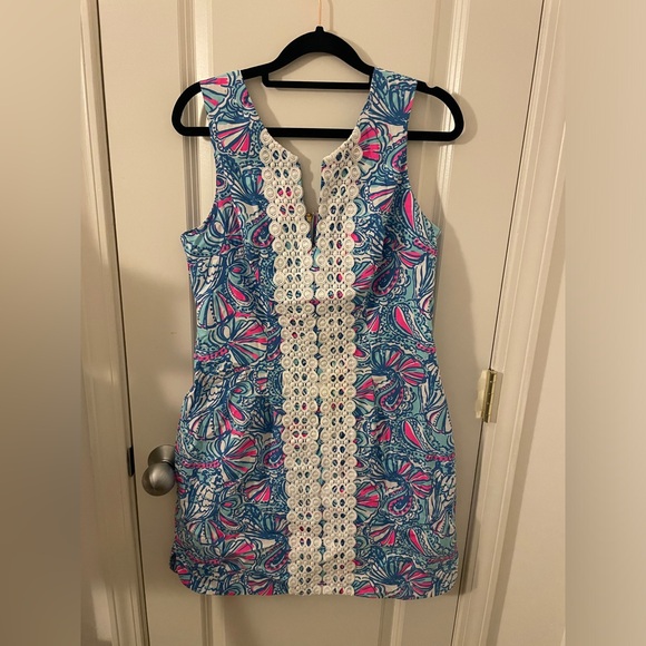 LILLY PULITZER x Target Shift DRESS 2 Blue Multicolored Lace Trim Sleeveless - Picture 1 of 5
